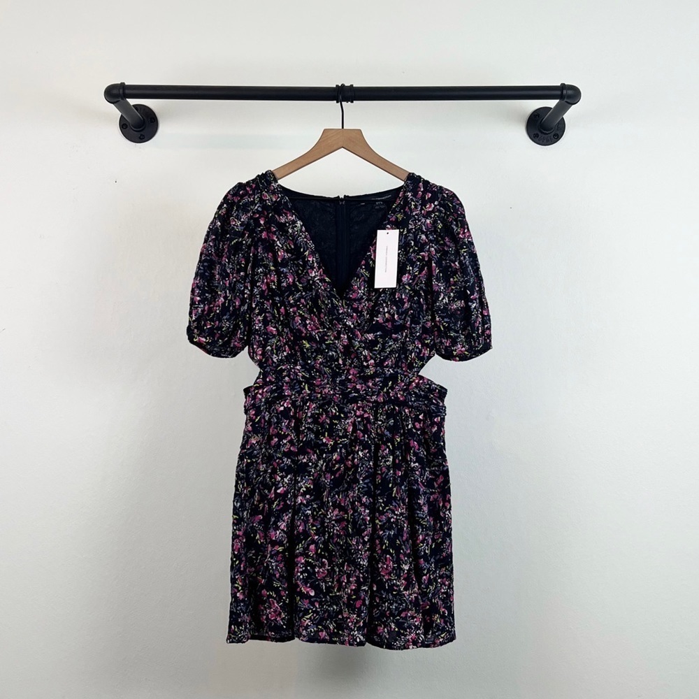 NWT French Connection Flores Cotton V-Neck Cutout Floral Mini Dress - Picture 6 of 9